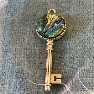 Handmade Acrylic Pour Key Pendant- Summer